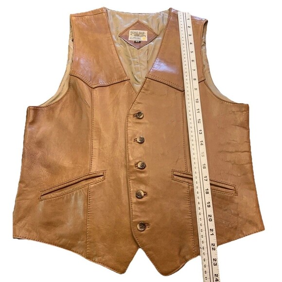 Texas Boot Clothing Vintage Leather Vest Mens Size 40 Tan Cowboy Western Ranch - Picture 5 of 14